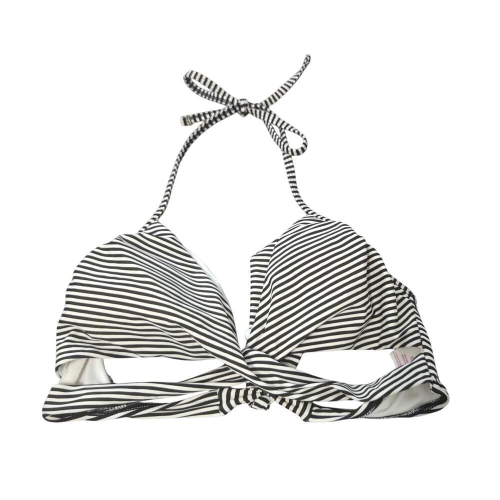 Xhilaration Black and White Lined Bikini Top Woman's Size XL